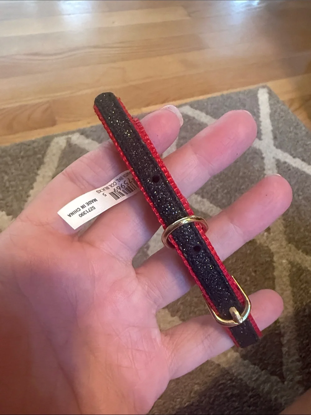 Top Paw Red and Black Rhinestone Dog Collar